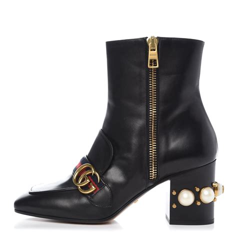 gucci mid heel ankle boot|gucci boots embellished.